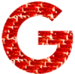 Illustration of letter G in red weaving patterns.