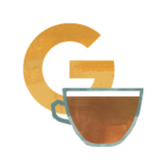 Illustration of the letter G with a coffee cup