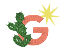 Illustration of the letter G with a cactus and star