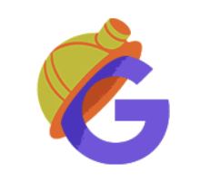 Illustration of a purple letter G wearing a hard hat