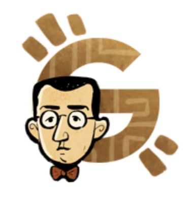 Illustration of the letter G with a man's face