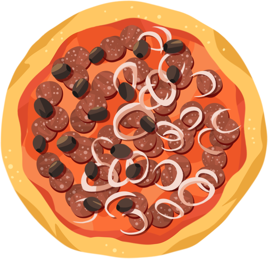 An illustration of a calabresa pizza