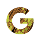 Illutration of the letter G with an illustration of a tree in the letter