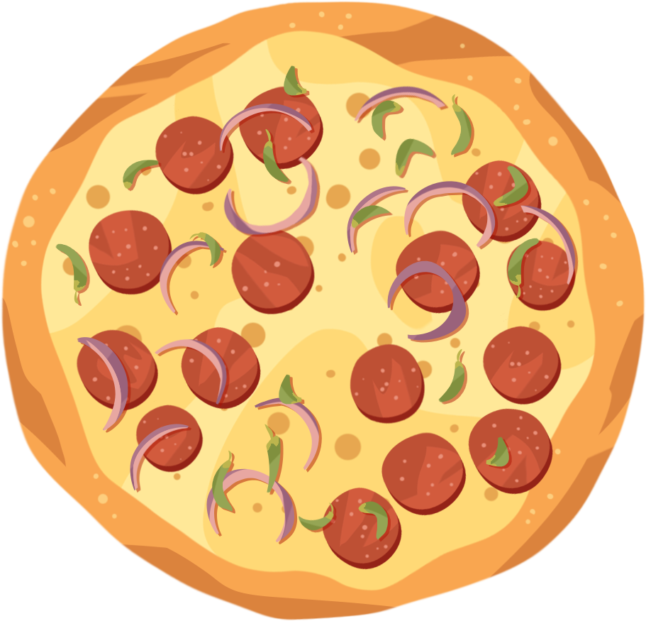 An illustration of a maygaros pizza