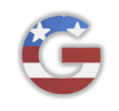 Illustration of the letter G with the American Flag design within the letter