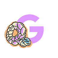 Illustration of the letter G with a braided bread