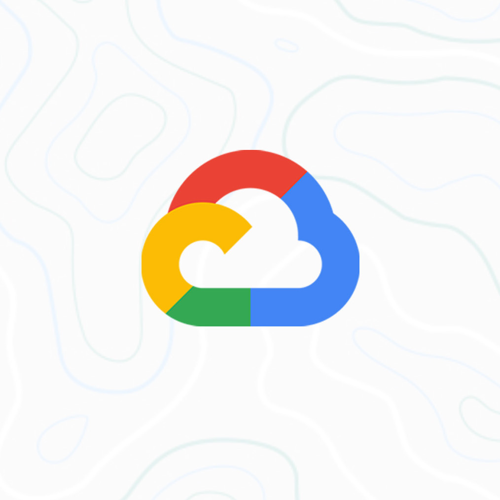 Google Cloud logo over faint topography background