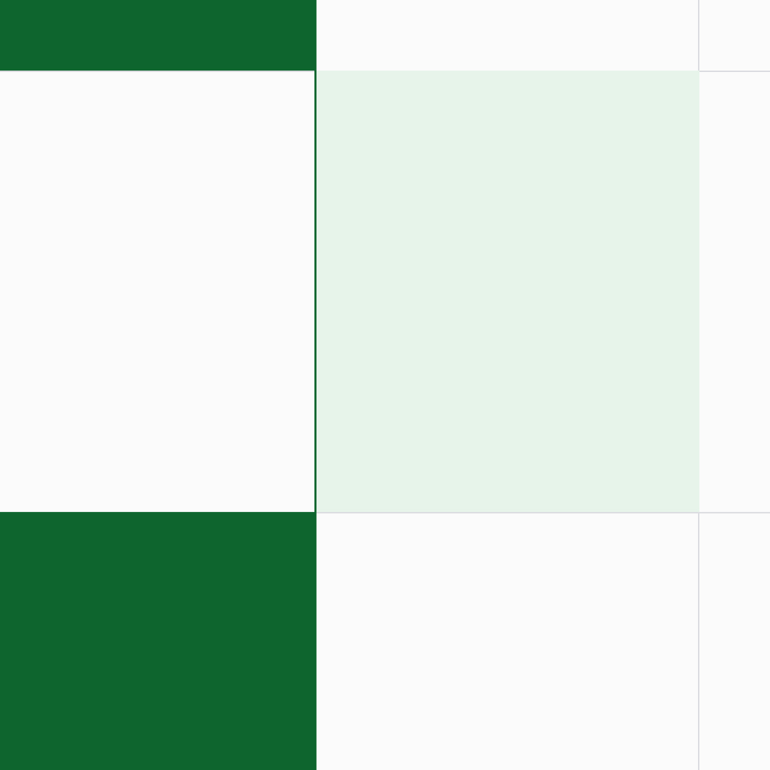 Dark green and light green squares on a white background.