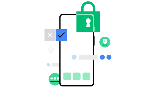 A mobile phone with mobile apps icons and a closed padlock