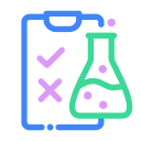 An illustration of a testing equipment and a checklist.