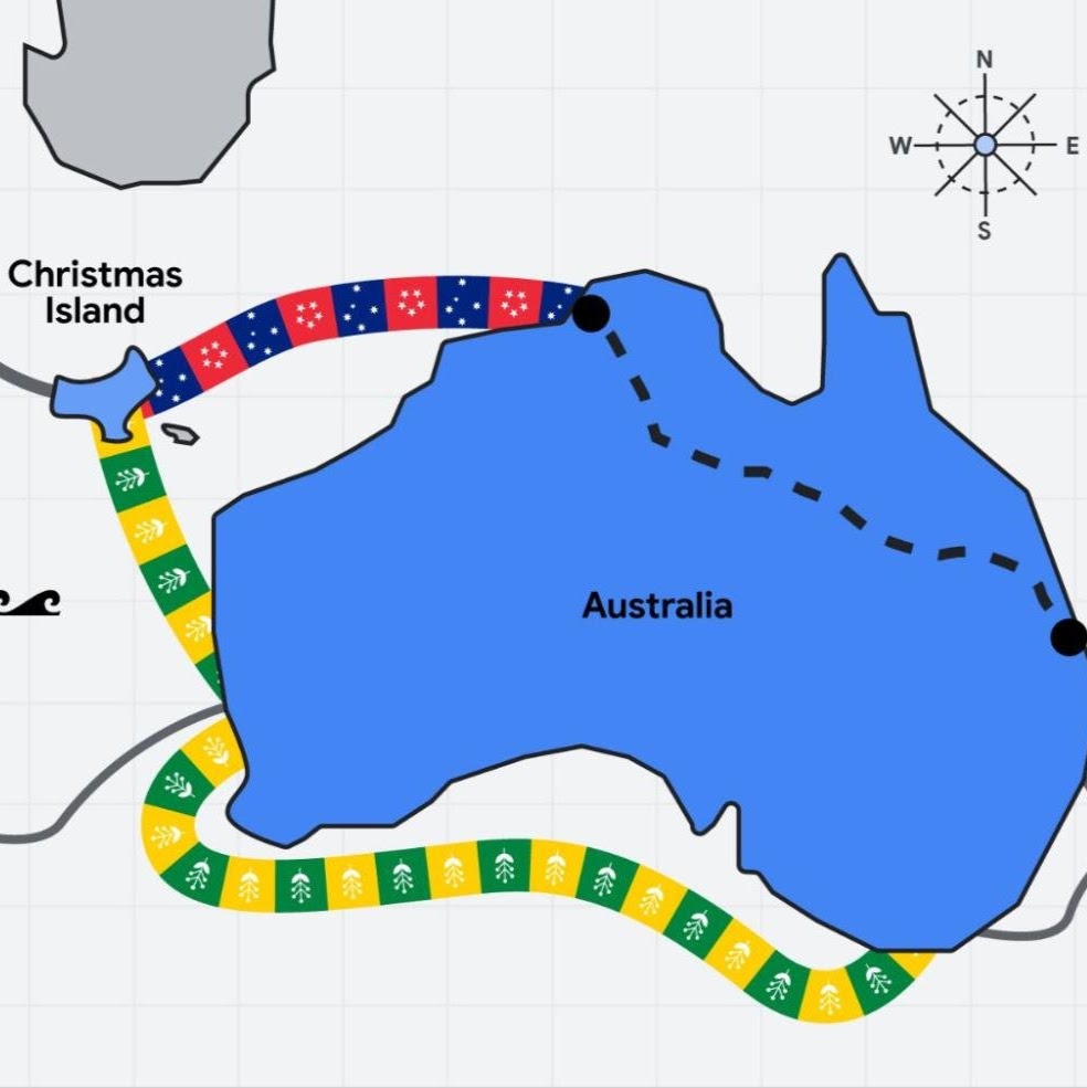 An illustration that shows how Australia is connected regionally via digital pathways