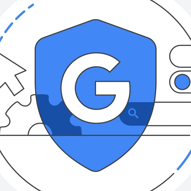 An illustration of a blue shield with a G in the middle.