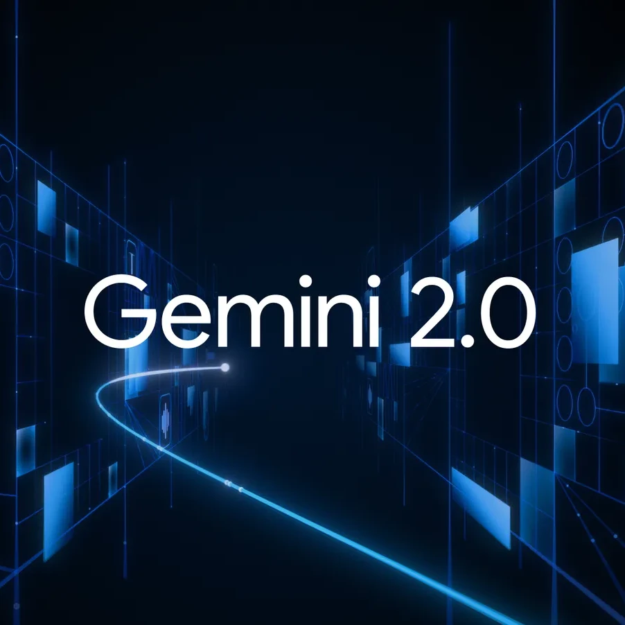 Gemini 2.0 text in white against a dark background