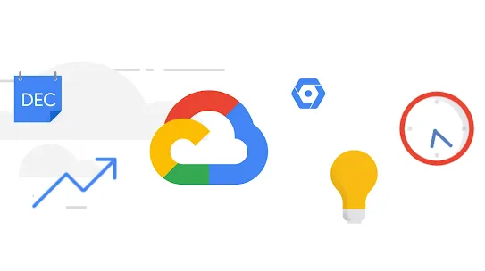 white background with cloud logo and productivity icons including a calendar