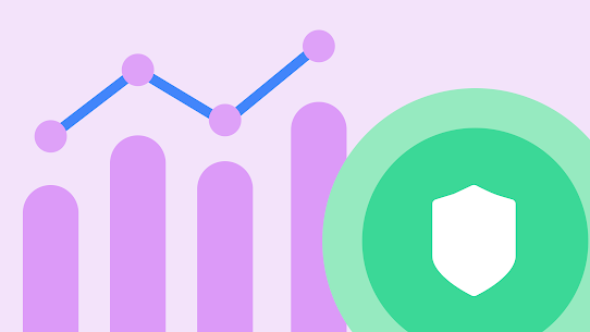 A bar graph and a shield icon, representing privacy-preserving measurement.