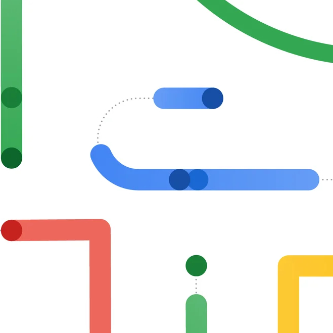 Green, Red, Yellow, and Blue squiggly lines