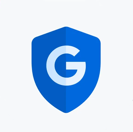 Blue shield with a white 'G' in the center, representing Google security