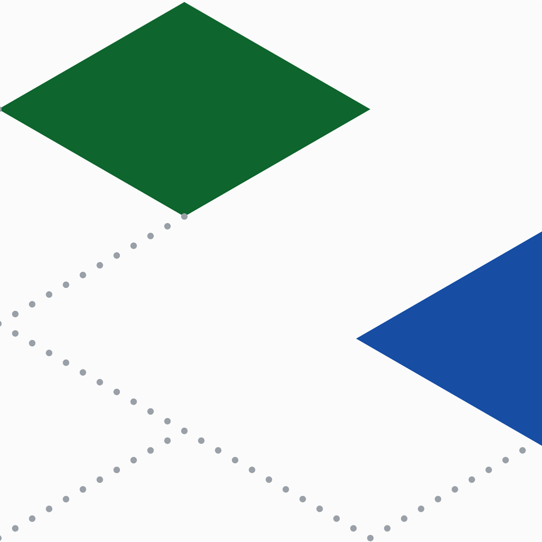 A graphic of a green square in perspective that is connected by dotted lines to a blue square to the right