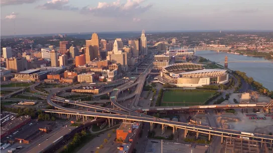 An overhead view of Columbus, Ohio.