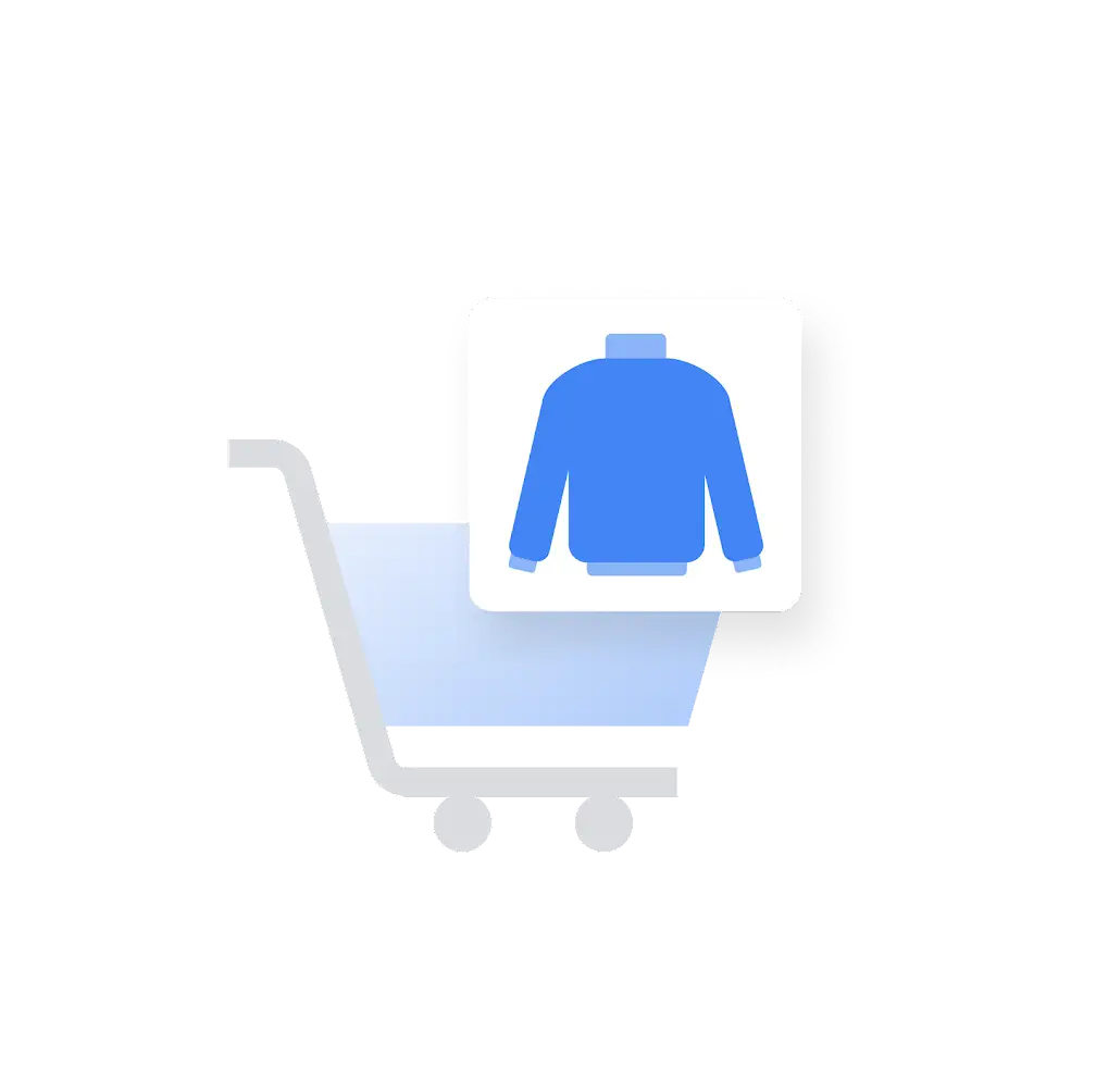 The jumper from the Google Ad being added to a customer’s online shopping basket