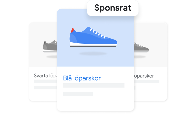 Ett urval produkter som visas på Google Sök med fokus på den sponsrade produkten.