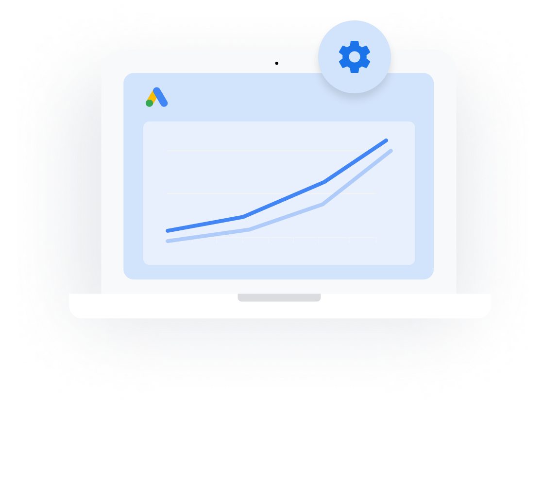 Callout 2 Image Alt Text
Illustration of a computer with a Google Ads interface with a graph showing performance