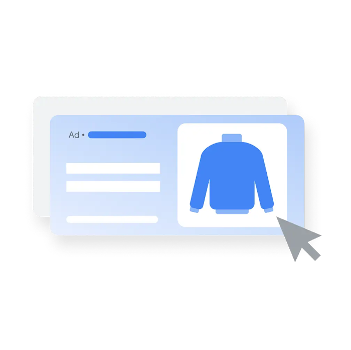 A cursor clicks on a Google Ad for a jumper.