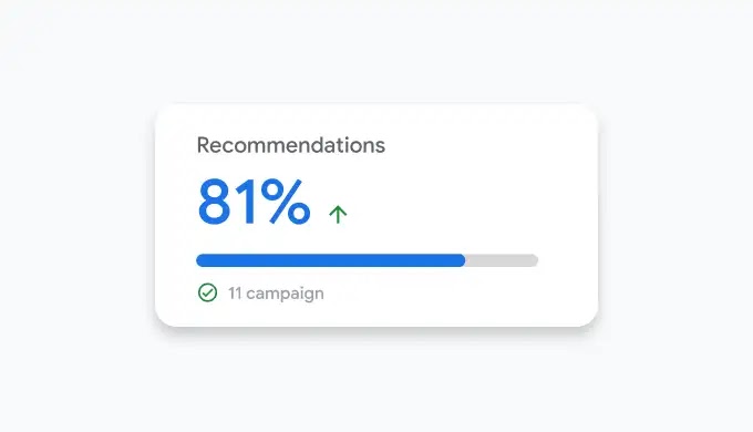 UI shows recommendations and optimisation score increase.