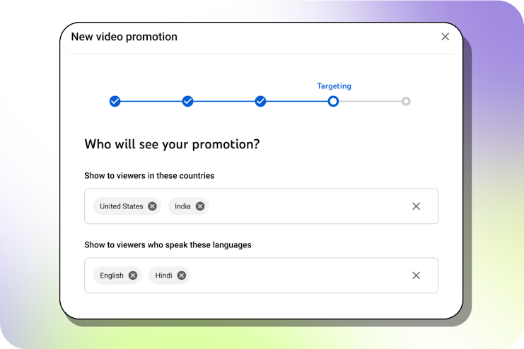 Image of the targeting selection options in the setup process.