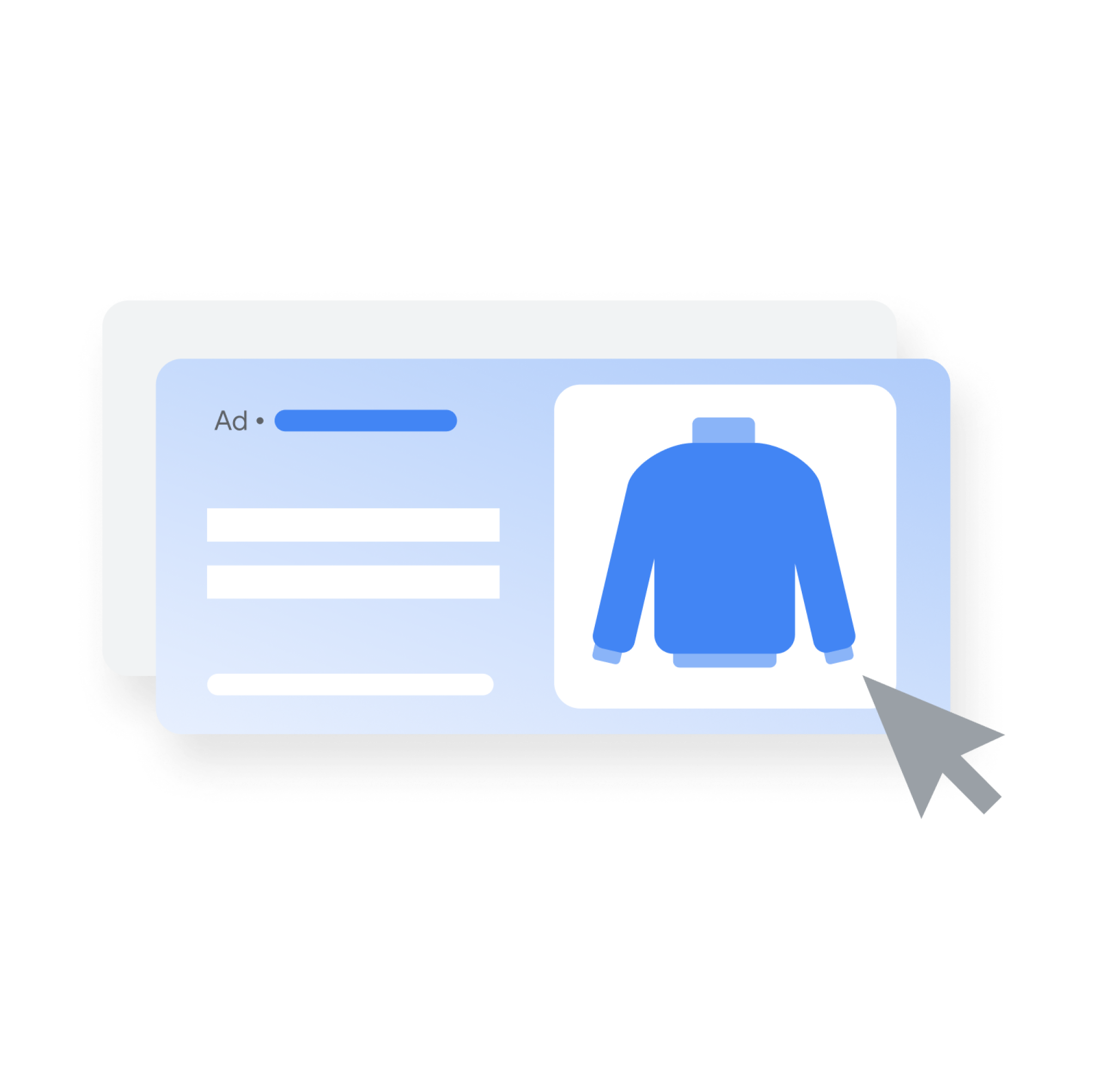 A cursor clicks on a Google Ad for a sweater.