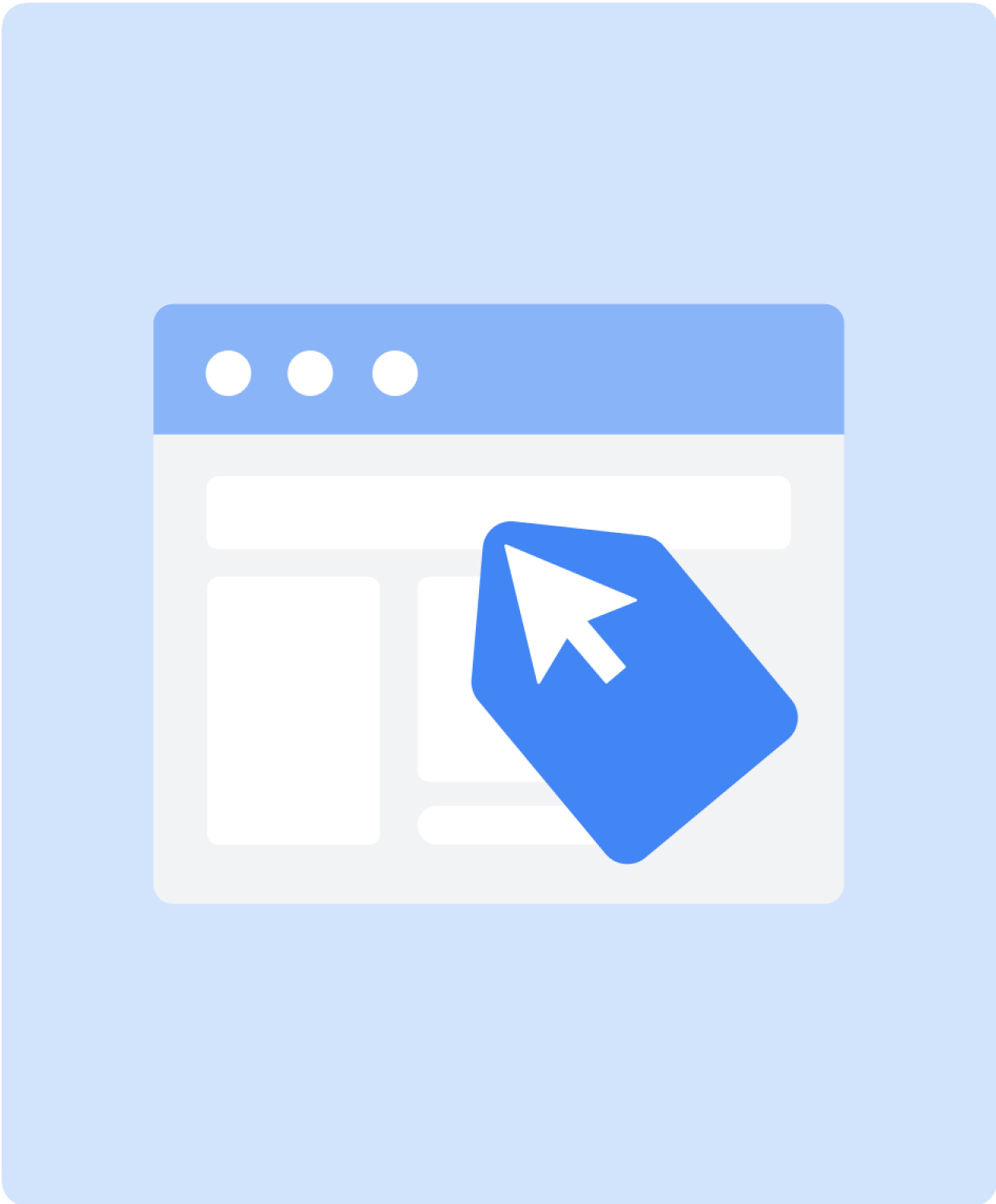 An illustration of a cursor attaching a tag to a web page.