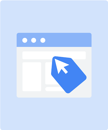 An illustration of a cursor attaching a tag to a web page.