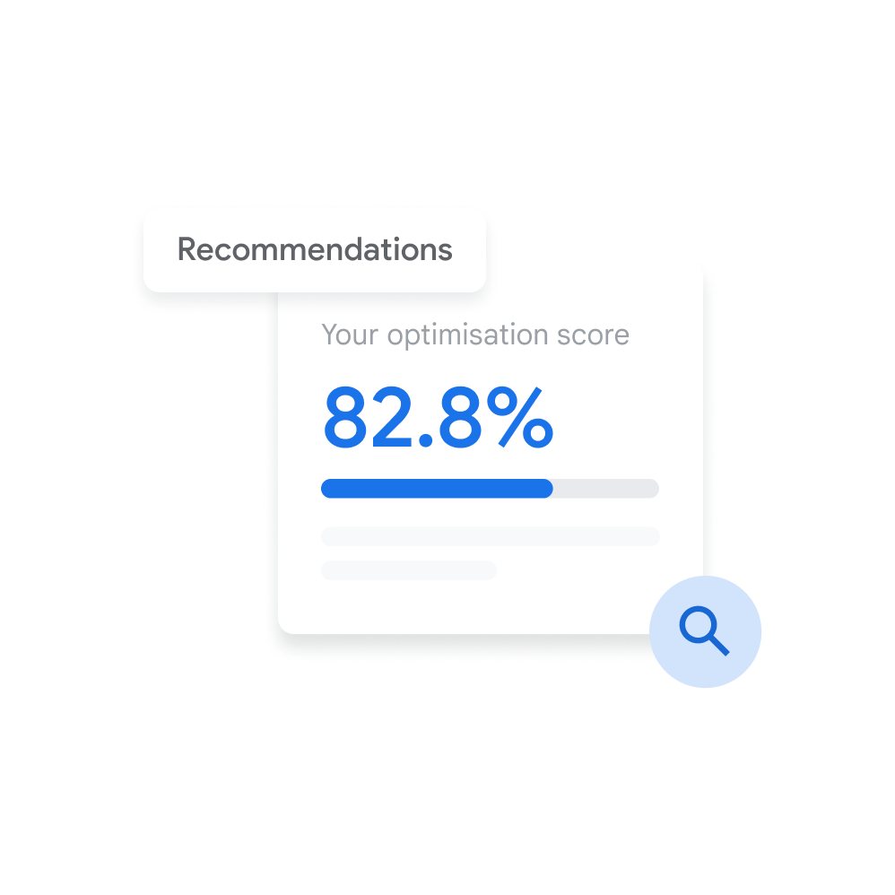 UI of recommendations window with optimisation score.