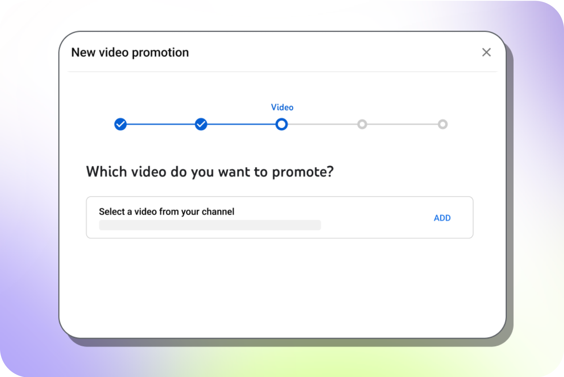 Image of the video selection phase of the setup process.