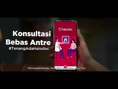 We see the preview image from a Halodoc video that shows how to book a visit in app. 
