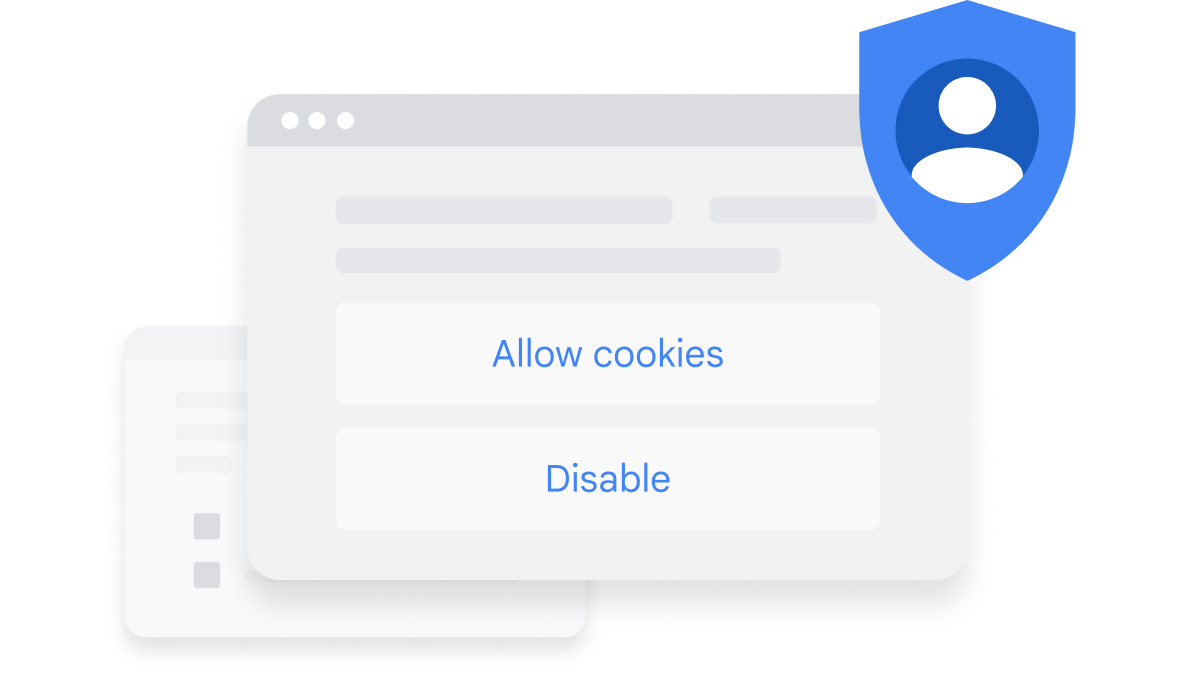 Illustrative UI showing cookie options