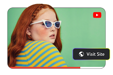 A woman wearing sunglasses in the preview screen of a video with ‘Visit site’ called out.