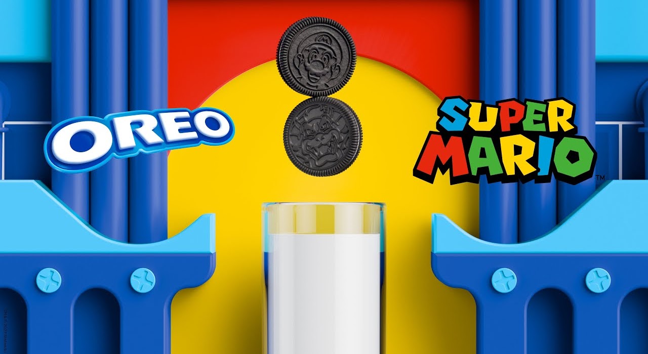 A video preview screen shows a scene from Super Mario x OREO’s spot