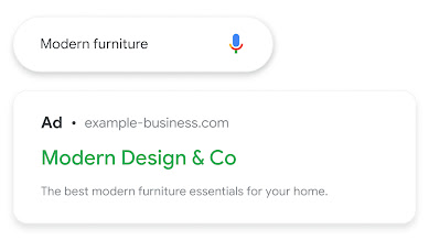 An ad for Modern Design & Co shows up during a ‘modern furniture’ search.