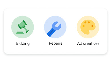 UI of selection between bidding, repairs, and ad creatives.