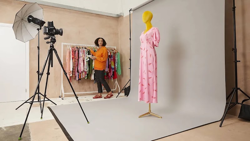 Never Fully Dressed team set up for image production of their clothing in the studio