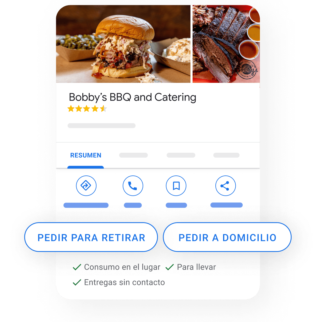 Imagen del Perfil de Negocio de un restaurante que acepta pedidos de comida en línea con Google