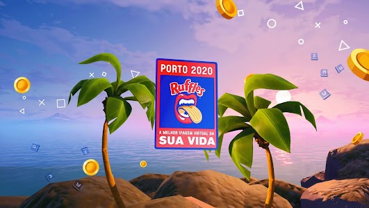 We see the preview screen for a video from Ruffles for Porto 2020 with palm trees and a sunset. 