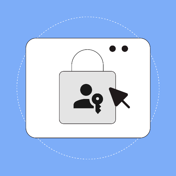 An illustration of a user locked icon and a cursor hovering over it