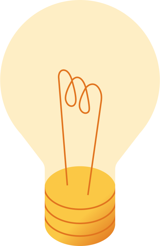 Yellow illustration of a lightbulb