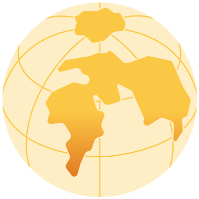 Yellow globe illustration 