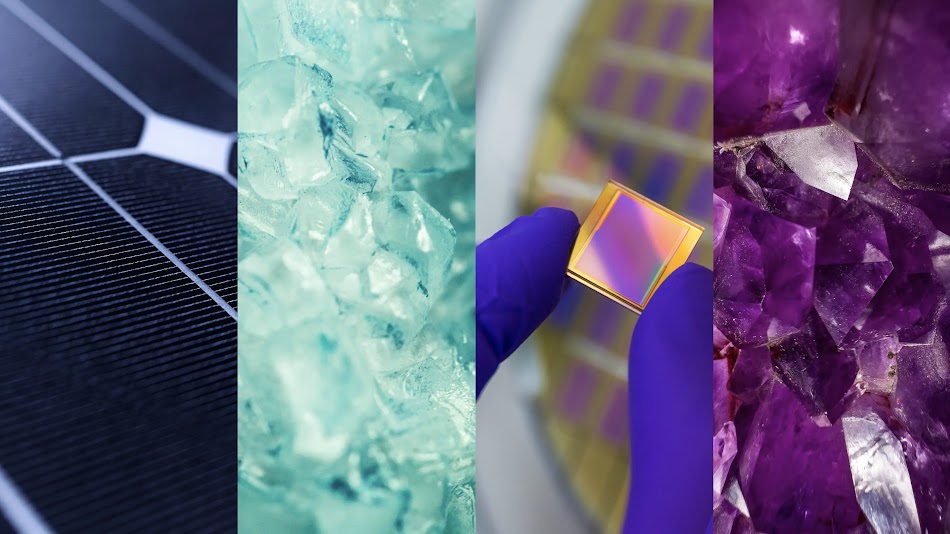 Collage of different crystal-like images