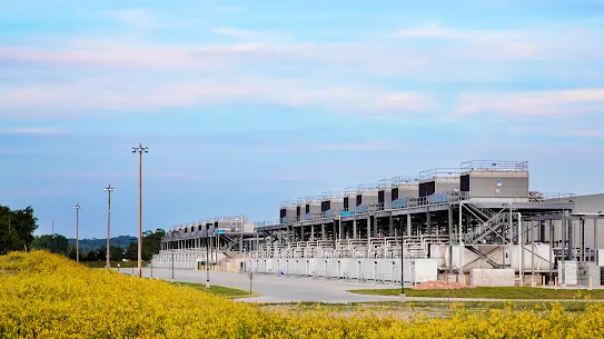 Wildflowers bloom around cooling towers at our Council Bluffs, Iowa data center.