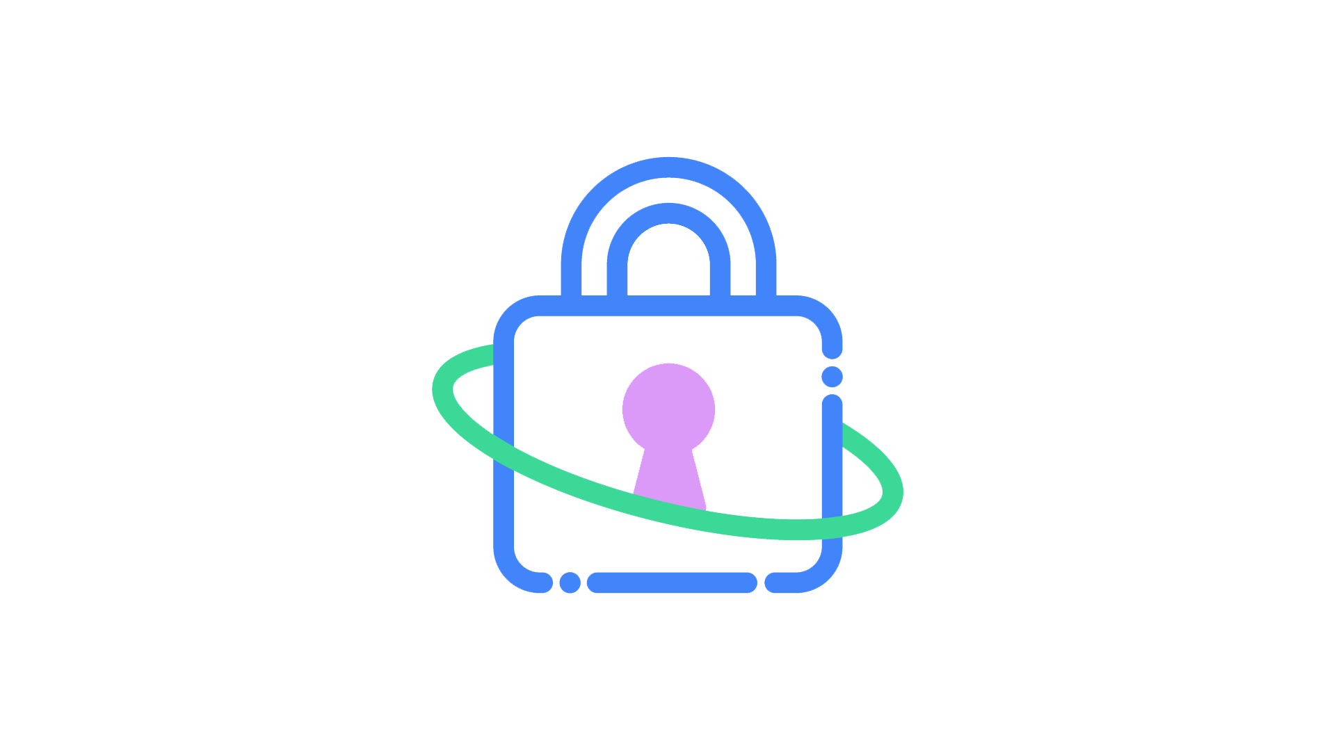 A lock icon with a green line circling it, symbolizing encryption and security.