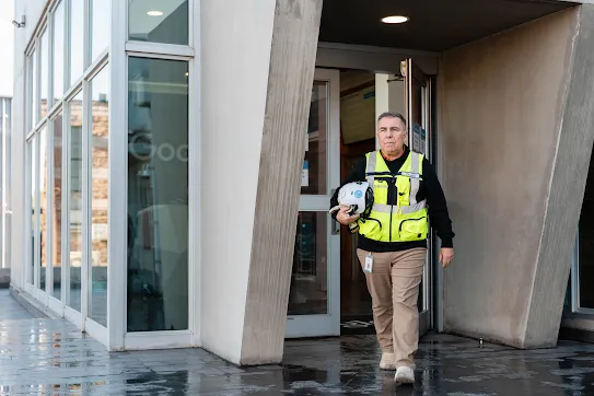 Googler Mario Vazquez leaves one of the buildings at the Quilicura Chile data center